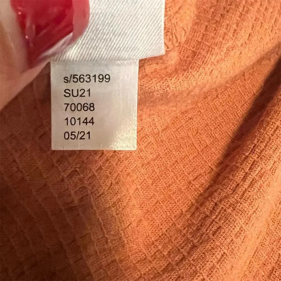 LOFT Women's Orange V-Neck Blouse Size S Short Sleeve Casual Top - Picture 8 of 8